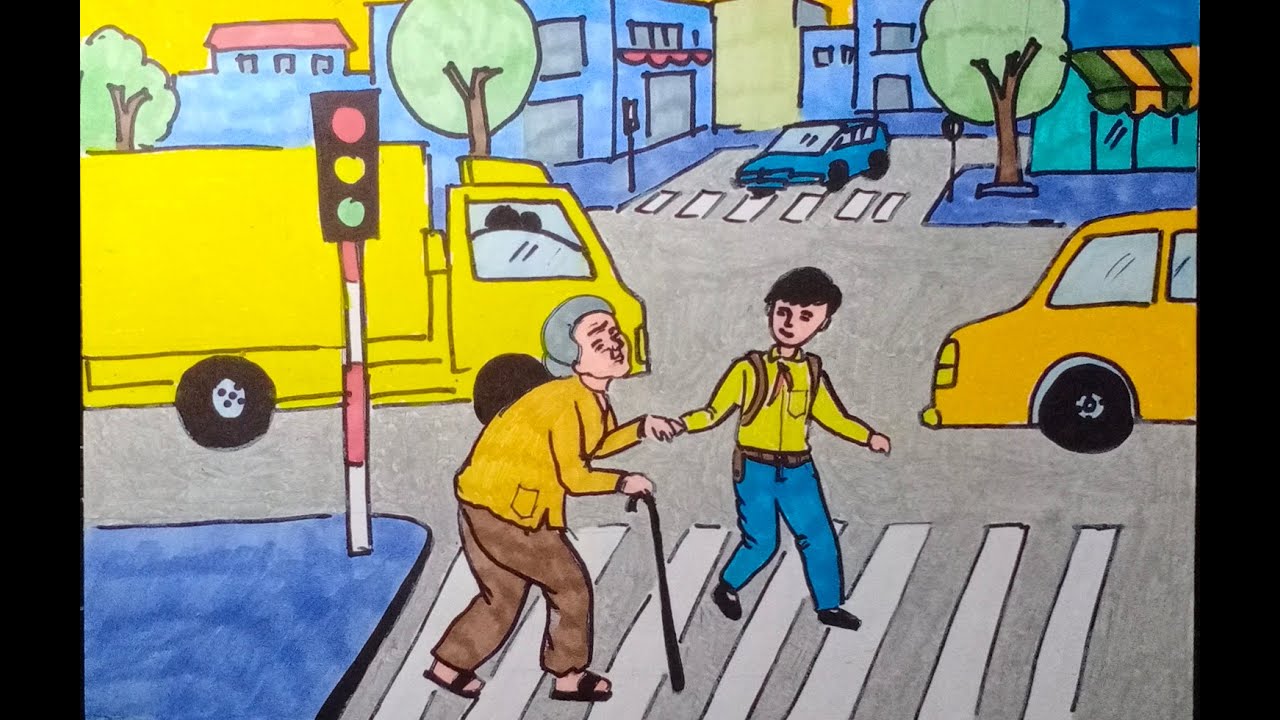 Gợi ý những mẫu vẽ tranh đề tài an toàn giao thông độc lạ
